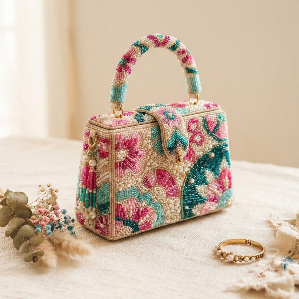 Seashell Beaded Bag — Hand-beaded evening pouch