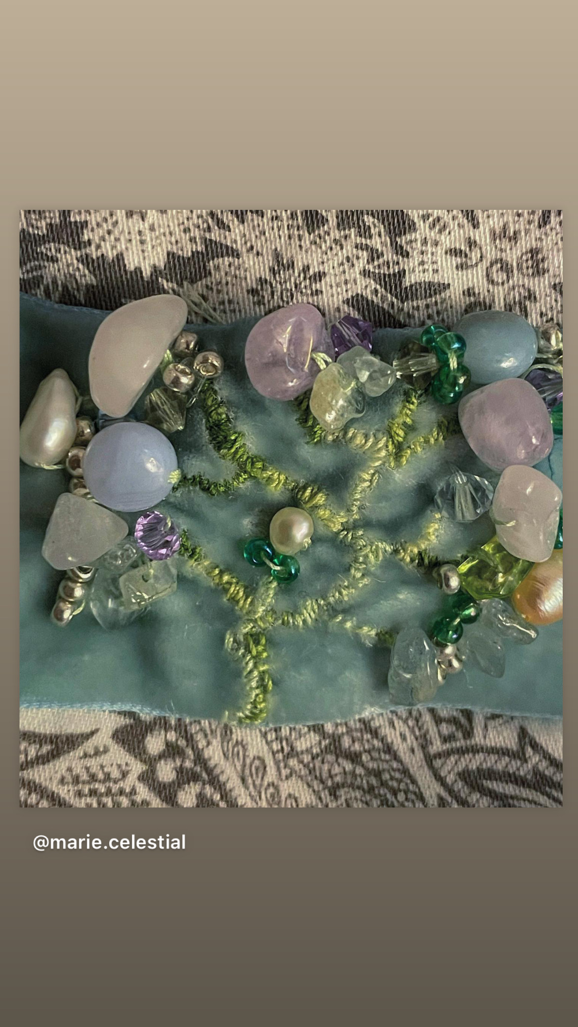 Tree of Life — Sage velvet, hand-embroidered