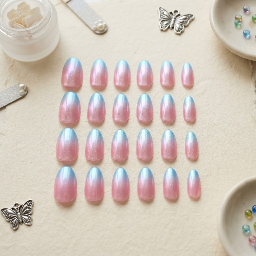 Aura Chrome Set — Rainbow chrome press-on nails
